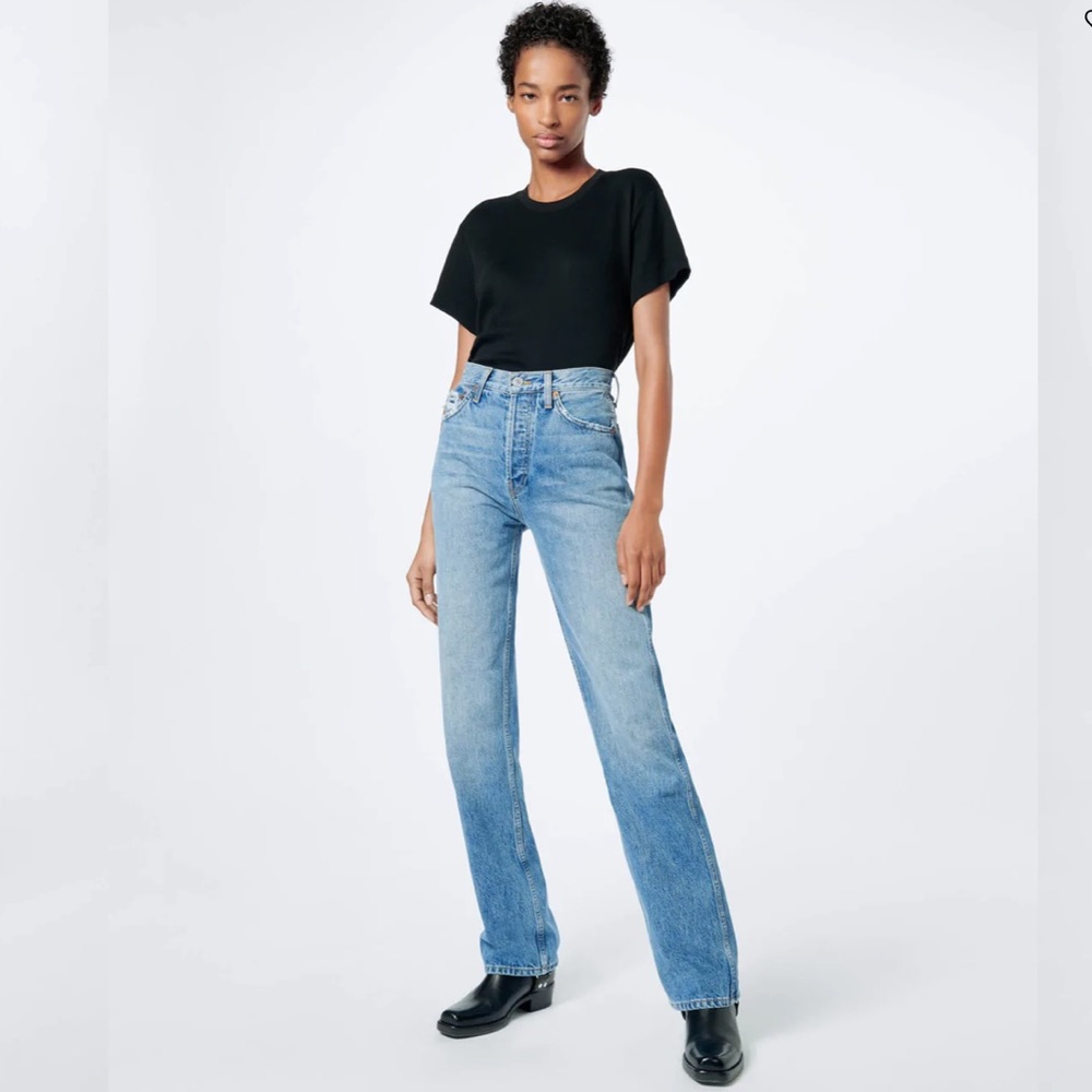 Re/done High Rise Loose Jeans in Worn Blue